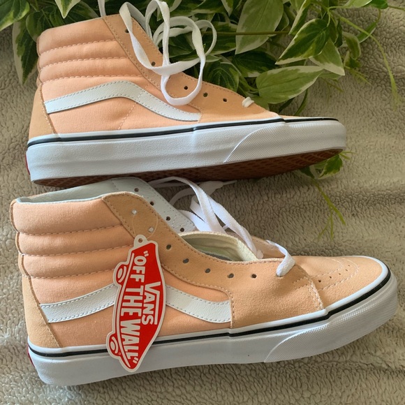peach leather vans